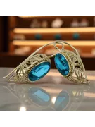 Серьги Аквамарин 14-кв Желтое золото Винтаж стиль vec023y